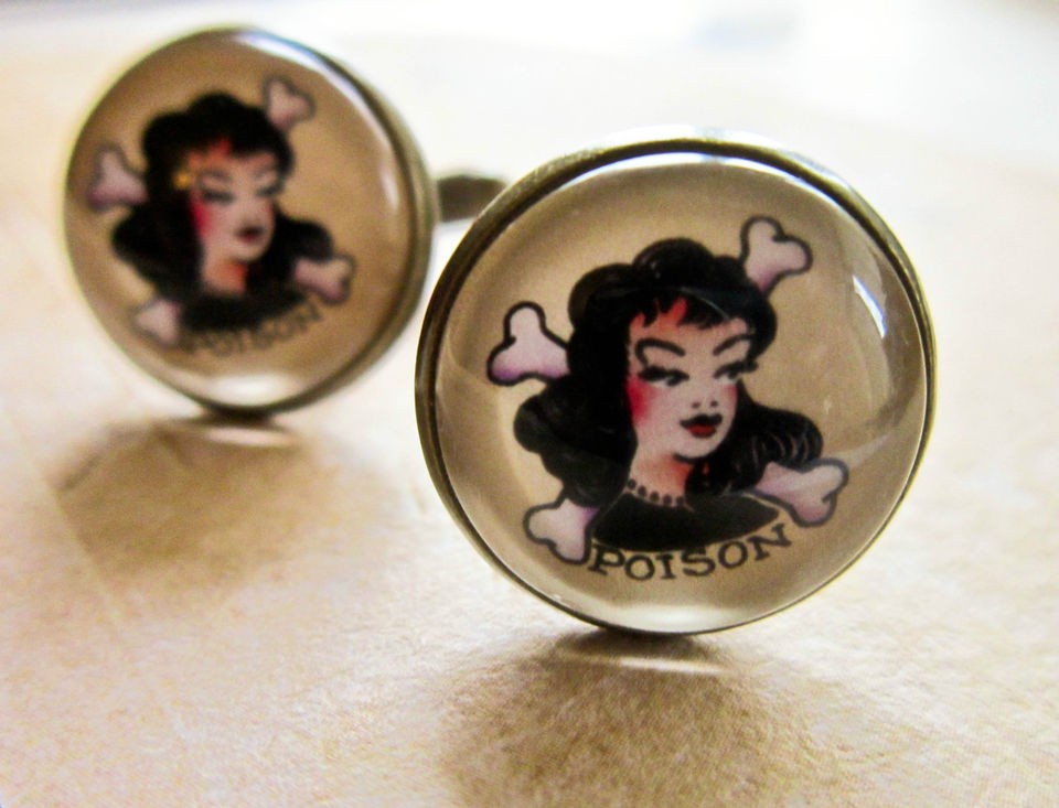 Sailor Jerry Cufflinks   Rockabilly, Punk, Emo, Gothic, Skull, Pin up 