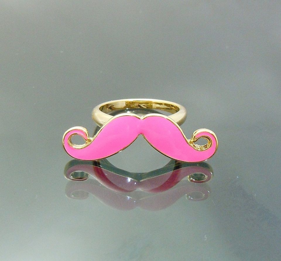 pink mustache ring in Rings