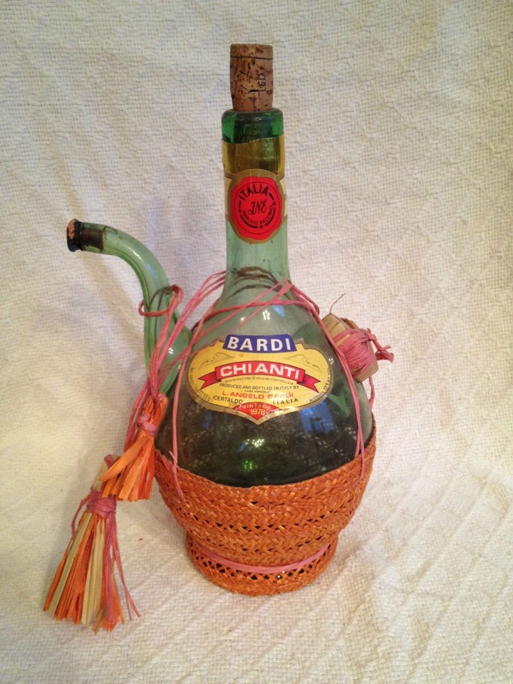 Vintage 1978 Bardi Chianti Wine Bottle w/ Ice Reservoir, Tassels 