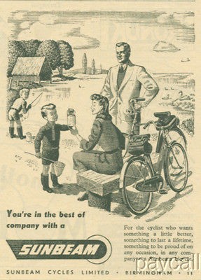 1948 Ad SUNBEAM Cycles Bicycles Family Picnic