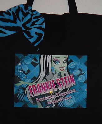 MONSTER HIGH FRANKIE STEIN SPARKLE TOTE BAG Bookbag Purse w) Wild Blue 