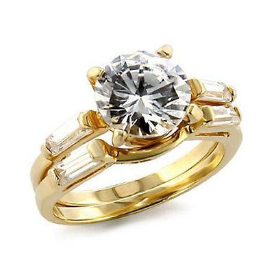   WOMENS 14K GOLD TONE ENGAGEMENT/WEDDING SET CZ RING SIZE 5 6 7 8 9 10