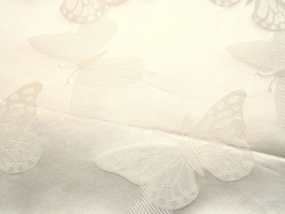   IVORY Butterfly Motif Jacquard Heavy Weight SATIN DAMASK Fabric