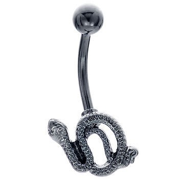 Black Sexy Coiled Snake Anodized Titanium Belly Button Ring