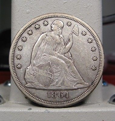 1864 Seated Liberty Silver Dollar *Choice XF* Tough Date Civil War