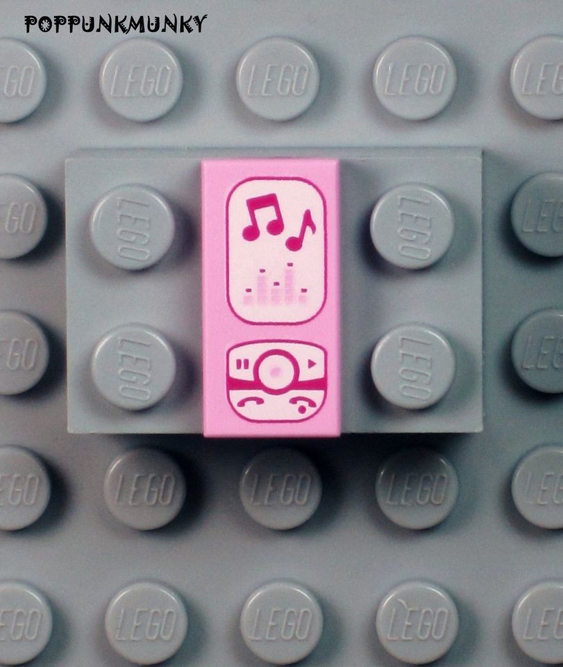   Friends City Minifig 1x2 PINK DECORATED TILE Music Player Cell i Phone