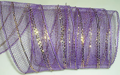 Mesh Ribbon~Purple & Gold Deco Mesh~Birthday~Holiday~Wreath~Gift~Craft 