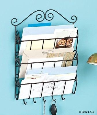   Mail & Key Wall Rack IN STOCK Metal Scroll Organizer Storage Holder