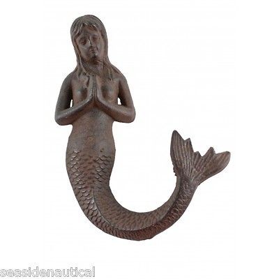 Vintage style CAST IRON Praying Mermaid WALL Seaside NAUTICAL Decor