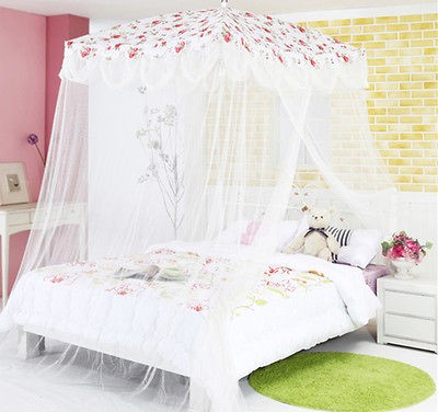   Bed Canopy Mosquito Net Red Flower Princess bedding fits twin / Queen