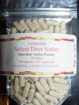 VELVET DEER ANTLER ~PURE ~100 CAPSULES IGF 1 Health free strength 