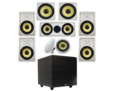 Channel 6.5 HD In Wall Speaker System w/15 Powered Home Theater 