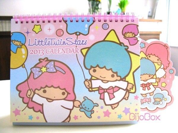   Sanrio Little Twin Stars Desktop Desk Table Calendar w 214 Stickers