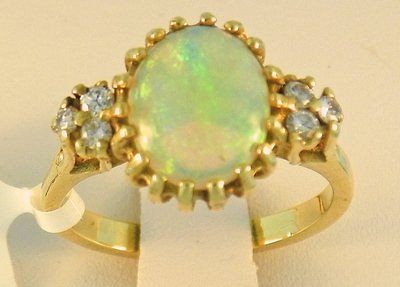 Newly listed 2.68ctw Diamond & Opal Ring 14k Gold Size 5.5 & 3.2g Wt.