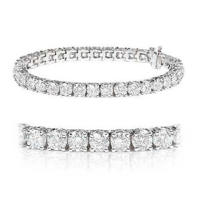 VVS 5.50 Carat Round Diamond Tennis Bracelet,18k White Gold