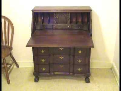 American Chippendale Style Drop Down Secretary Desk