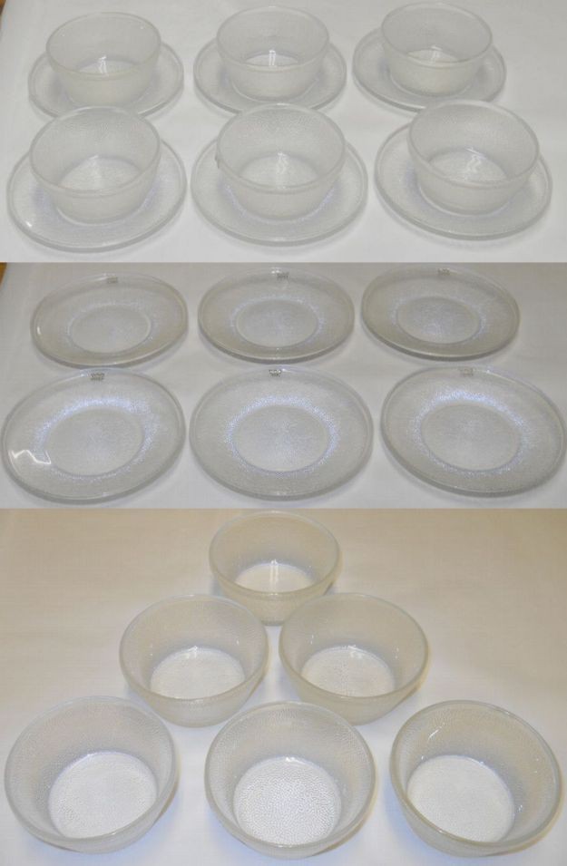   Vintage Retro Clear Saana Dessert Bowls & Plates Nuutajarvi Finland