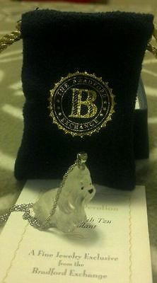 NEW BRADFORD EXCHANGE CRYSTAL/ DIAMOND SHIH TZU PUPPY NECKLACE PENDANT