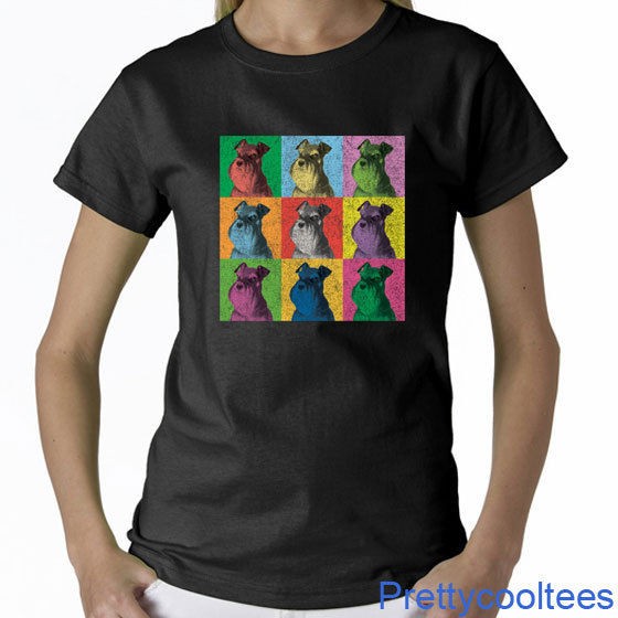 MINIATURE SCHNAUZER Pop Art Ladies Vintage T Shirt Tee