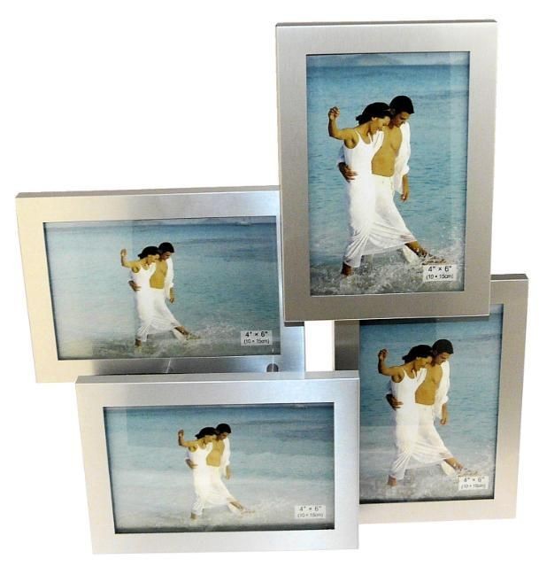 Satin Silver Colour 4 Picture Multi 4 x 6 Photo Frame