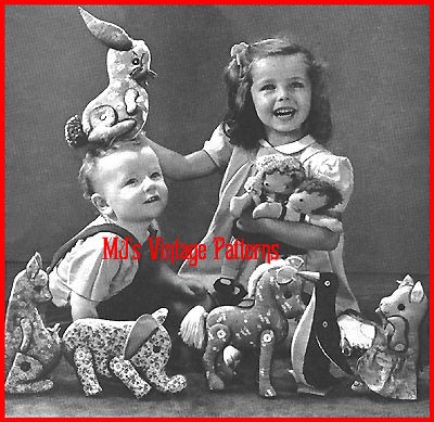 Vintage 1940s Easy to Sew Toys & Dolls Pattern