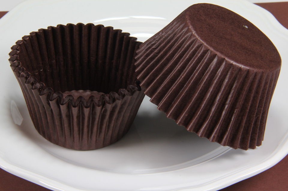 100x, 2.25 Paper Cupcake Muffin Liners, Baking Cups, Brown, Jumbo
