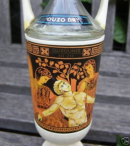 RARE 1960S OUZOUNIS AMPHORA OUZO DRY EMPTY GREEK BOTTLE