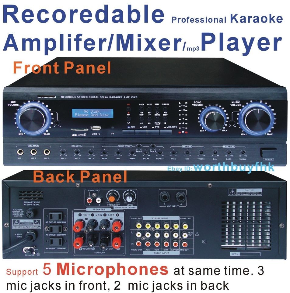 Professional Digital Karaoke Amplifier/Mixer With  Recoreder/Player 