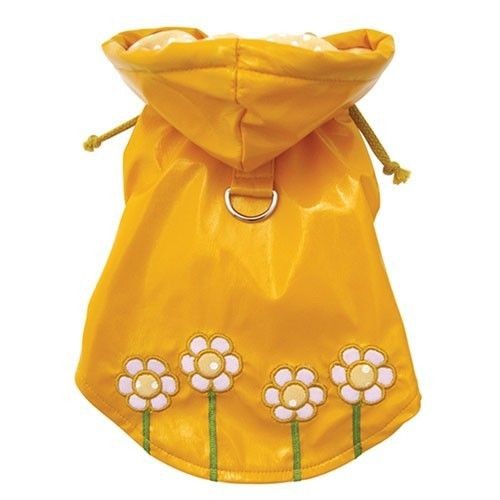 DOG CLOTHES KLIPPO Polka Dots & Daisies Rain Coat   Yellow XS, S, L 