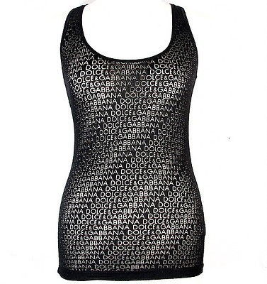 DOLCE & GABBANA Logo womens vest tank top see through D&G (black 