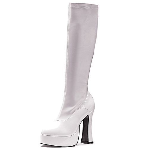 White Go Go Cha Cha Knee High Boots   Ellie Shoes