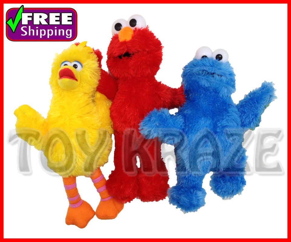 SESAME STREET 3 PC SET ELMO BIG BIRD COOKIE MONSTER SOFT PLUSH DOLL 