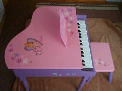 ADOREABLE BARBIE PINK 20 HIGH TOY PIANO AND SMALL BENCH WITH FLOWERS 