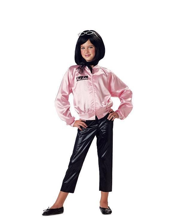 Child 50s Grease Pink Ladies Jacket & Scarf Costume Halloween