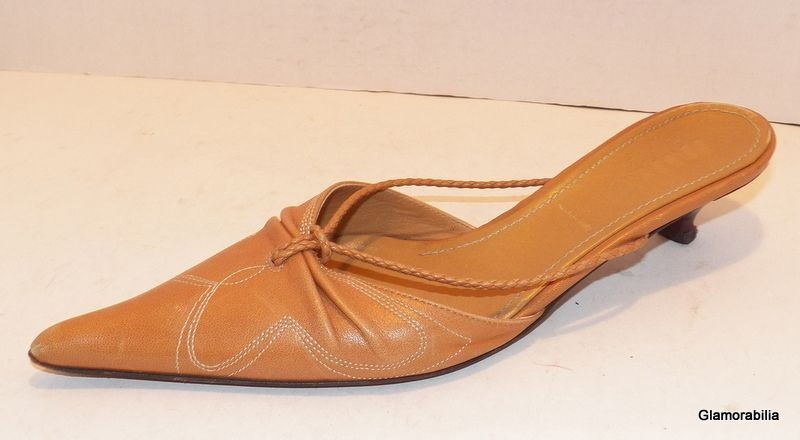 Gorgeous Italian Made MIMA Saddle Leather Mules, 39.5, 8.5 US