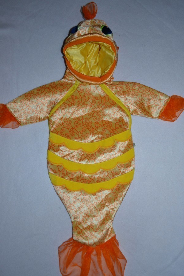 Infant Babystyle FISH Costume 0 6 mo Yellow Orange Sheen Halloween 