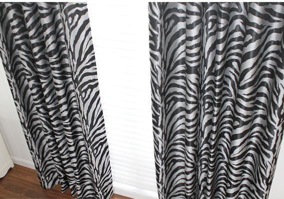   Printed Thermal Insulated Blackout Curtains Panel (2Panel) Black Color