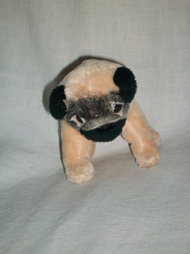 Pupps Club Tan Black PUG Puppy Dog Stuffed Animal Plush