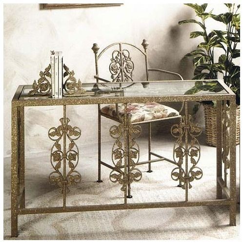 Grace 49 W Garden Writing Desk with Glass Insert