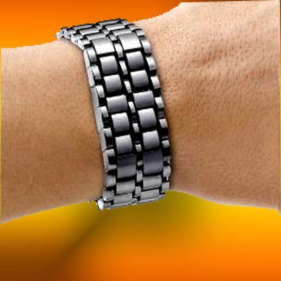 New 2012 Unusual Blue LED Faceless Mens Bracelet Wrist Watches Gift