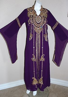 DUBAI FANCY DRESS ABAYA KHALEEJI THOBE KAFTAN BELLY DANCER GOWN FREE 