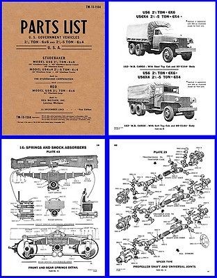 Studebaker REO US6 6x6 & 6x4 Truck Illustrated Parts List 1943 on DVD