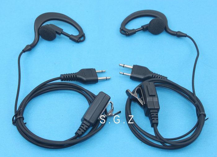 2x Clip Ear Headset/Earpiece For For Alinco Radio Walkie Talkie 2 Pin 