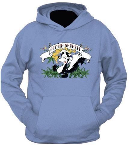 Adult Stoner Hoodie Marajuana Get Skunked Comedy Print