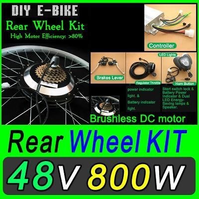 48V 800W R Electric Bicycle Kit Hub Motor Scooters Conversion Outdoor 