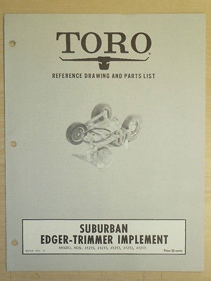 TORO SUBURBAN EDGER, TRIMMER OWNERS, OPERATING AND PARTS MANUAL 