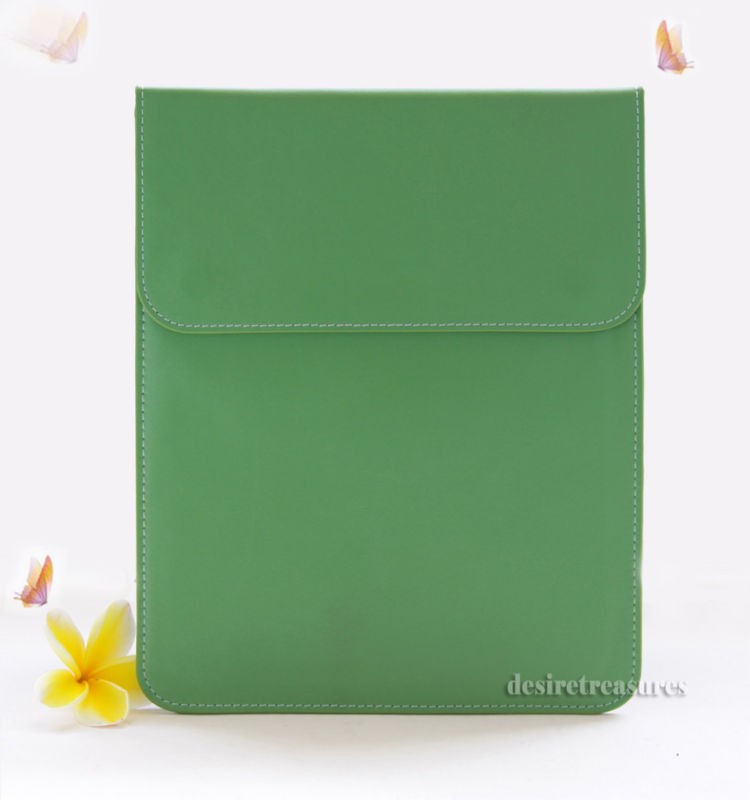 100% Genuine Cow Leather Ipad 2 Sleeve Case green SALE