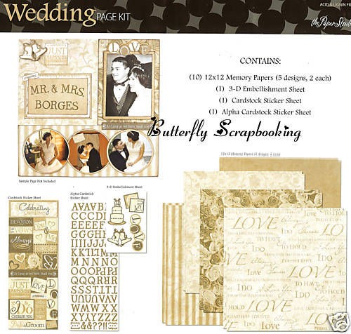 WEDDING 12X12 Scrapbooking Kit The Paper Studio NEW