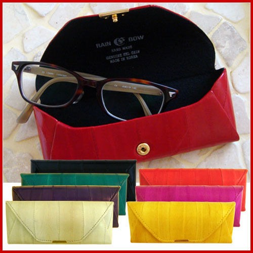 New Genuine Eel Skin Leather Eyeglass Glasses Case Wallet