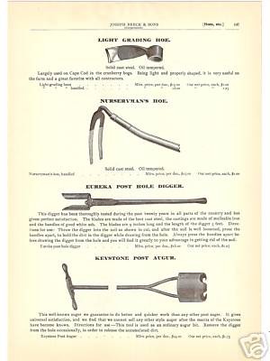 1897 KEYSTONE EUREKA POST HOLE DIGGER AUGER CATALOG Ad